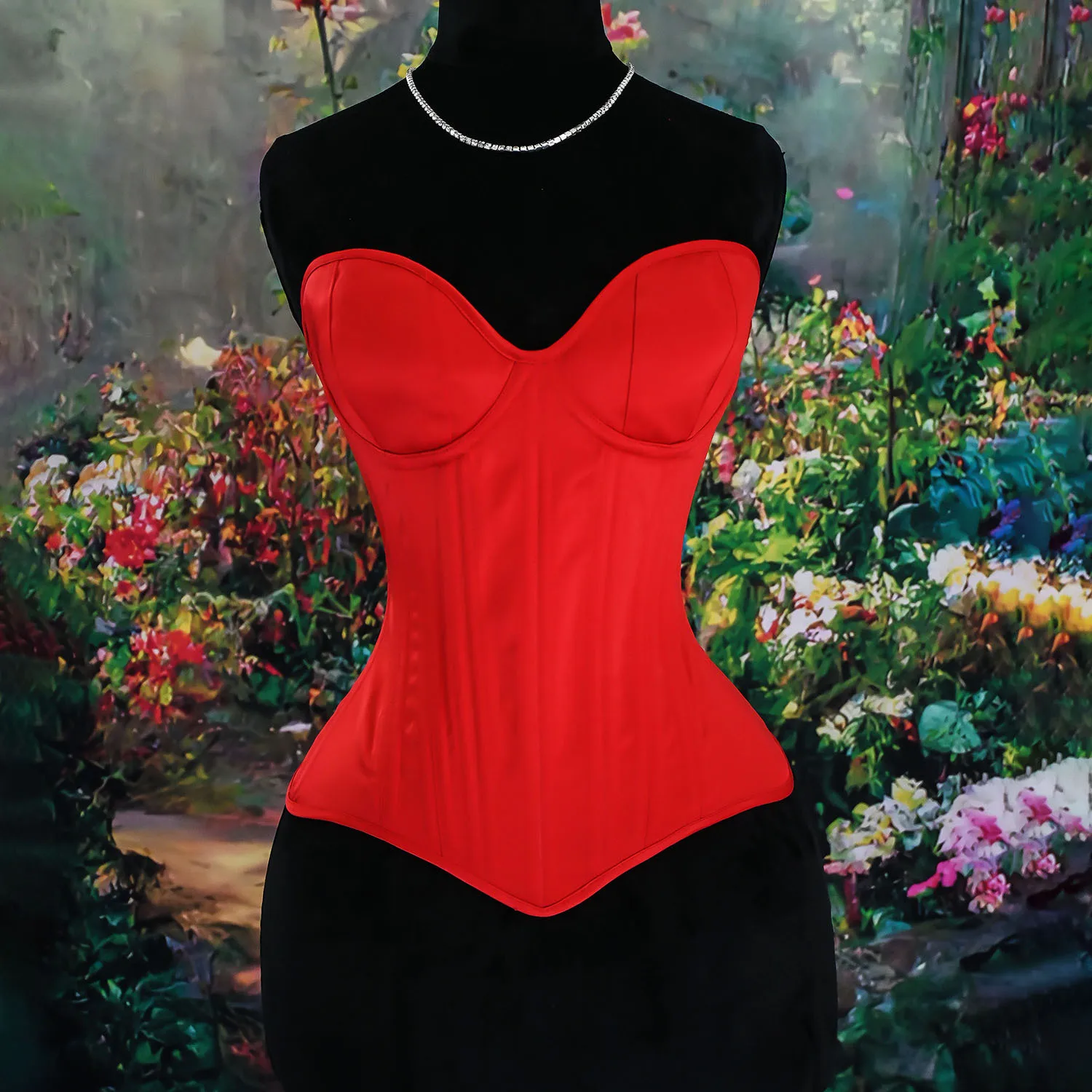

Female Corset Bustier Cups Overbust Vintage Bodices Tight Lace Up Double Boned Shaping Tops Waist Chinner Wedding Satin Red