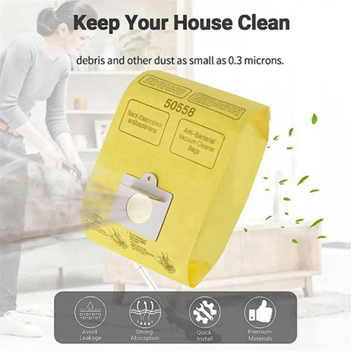 Parti per aspirapolvere Confezione da 10 sacchetti di ricambio per aspirapolvere tipo C/Q per contenitore 5055, 50557 e 50558