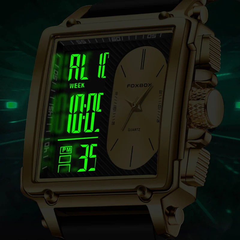 LIGE New Fashion Square Orologio digitale da uomo Casual Sport Impermeabile Orologi da polso al quarzo da uomo FOXBOX Cronografo di lusso delle migliori marche