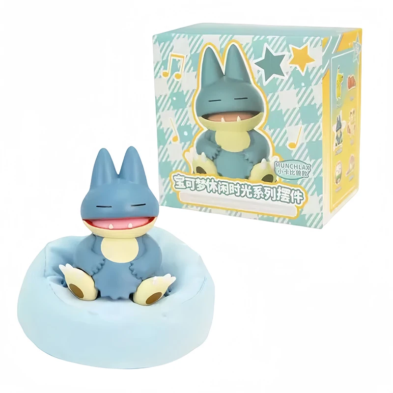 Genuine Pokemon Toys Pikachu Charmander Meowth Slowpoke Rowlet Snorlax Cute Anime Figure Sleep Model Dolls With Dustproof Pad