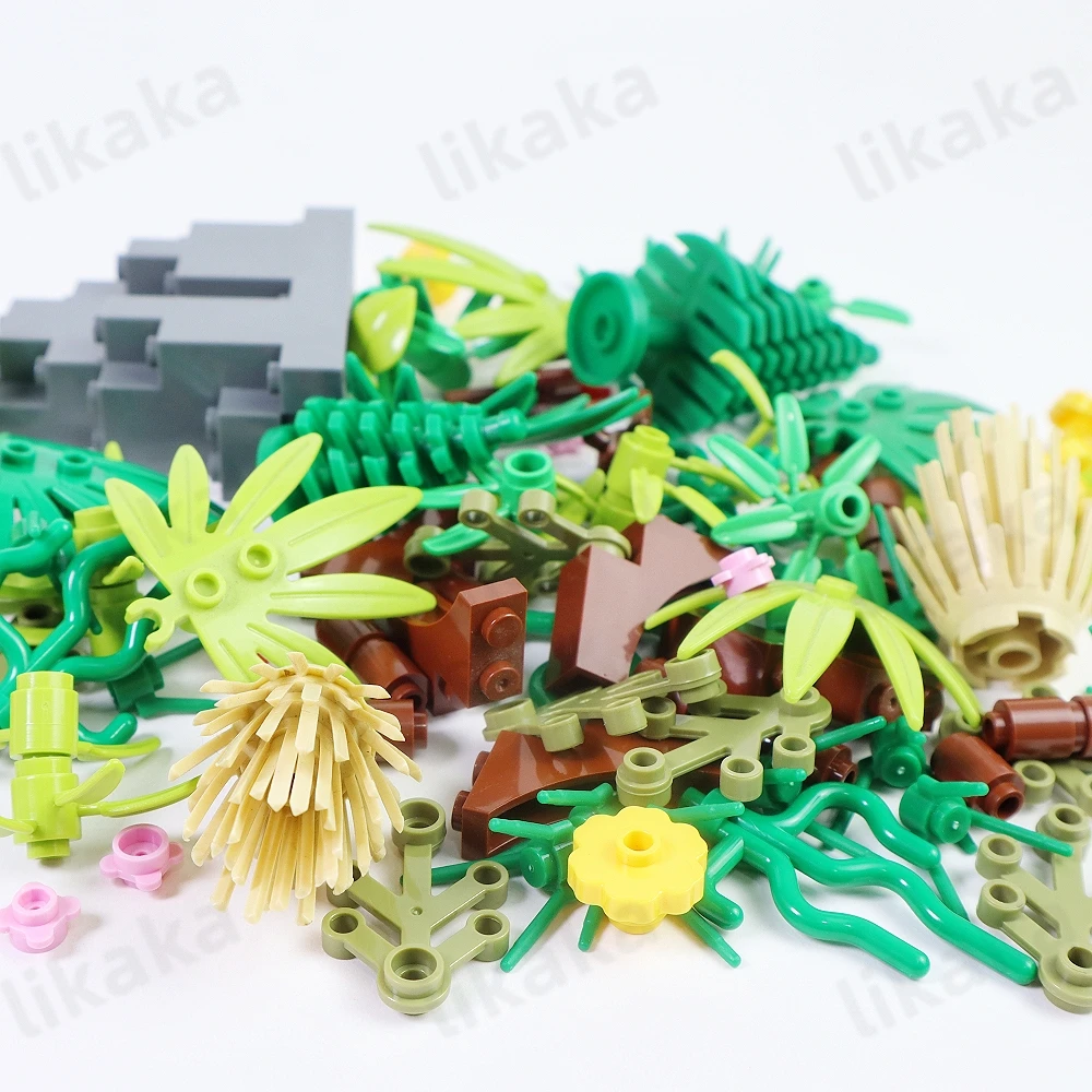 100PCS Tree Plants Accessories Parts Building Blocks Toys Compatible Grass Hills Bush Jungle Blocks MOC City Friends Bricks