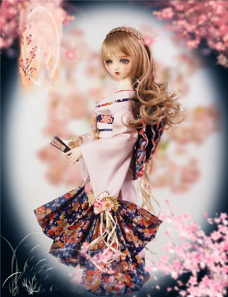 เครื่องแต่งกายแบบโบราณ1/3 1/4ชุดกิโมโน BJD แบบญี่ปุ่นสำหรับ SD13 bjd/sd MSD C2191เครื่องประดับตุ๊กตาเด็กผู้หญิง