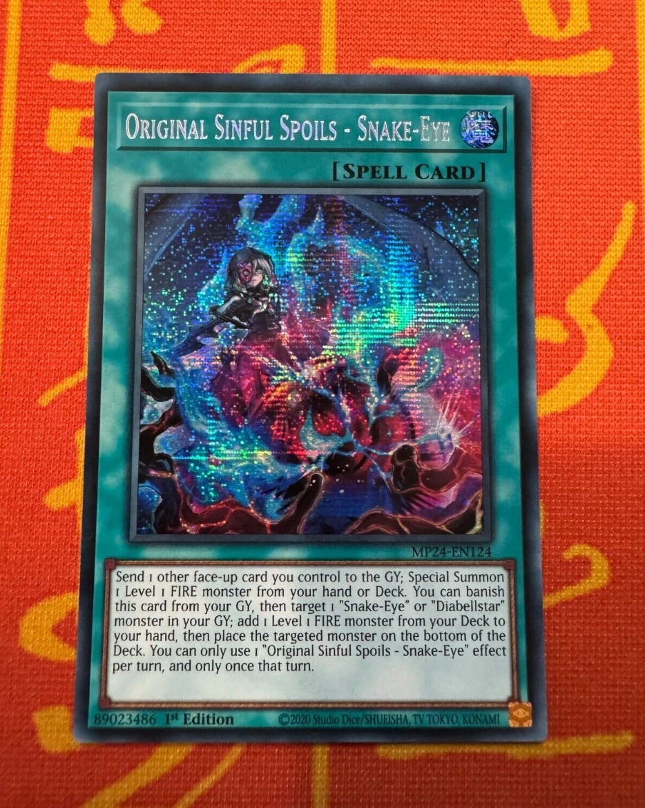 

Yugioh KONAMI Duel Monsters TCG MP24-EN124 Original Sinful Spoils - Snake-Eye Secret English 1st Edition Collection Mint Card