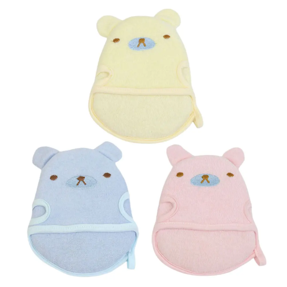 3Pcs Kids Washcloths Baby Bath Mitt Cartoon Animals Design Lightweight Portable Exfoliating Gloves Toddler Shower Supplies