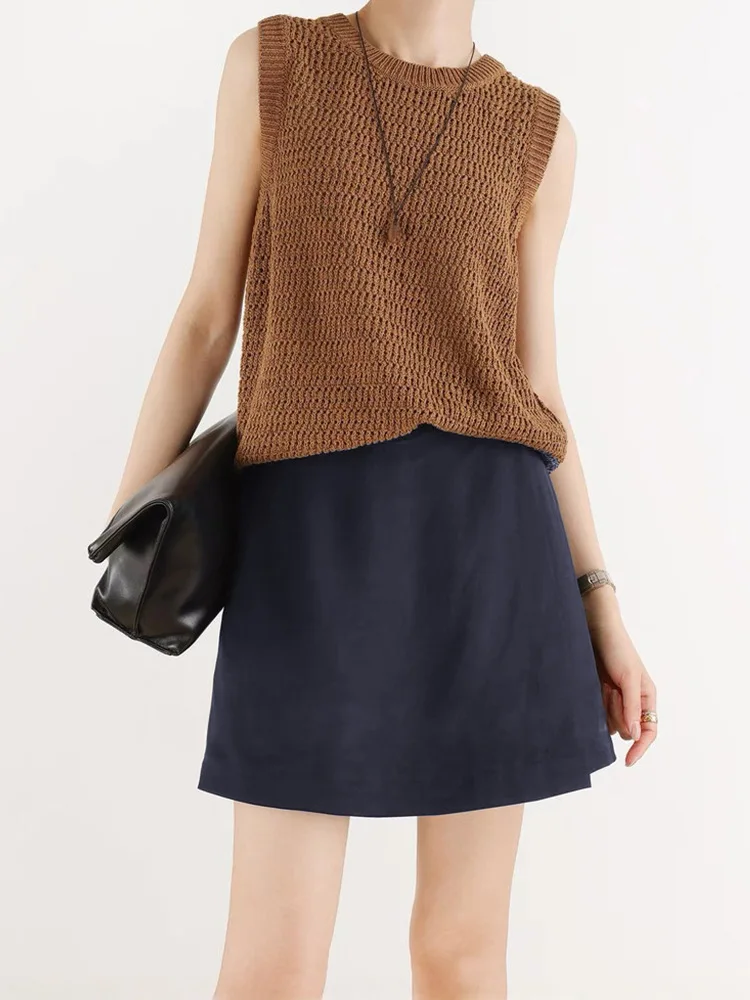 2025 تصميم متداخل إلى الأمام Skort! تنورة متوسطة الطول غير متماثلة على شكل حرف A من قطعة واحدة مع بطانة قصيرة، أنيقة وأنيقة