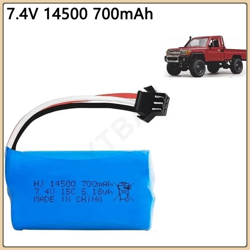 

7,4 В 14500 700 мАч литиевая батарея, совместимая с 4WD MN82, внедорожник, пикап, автомобильный аккумулятор с дистанционным управлением