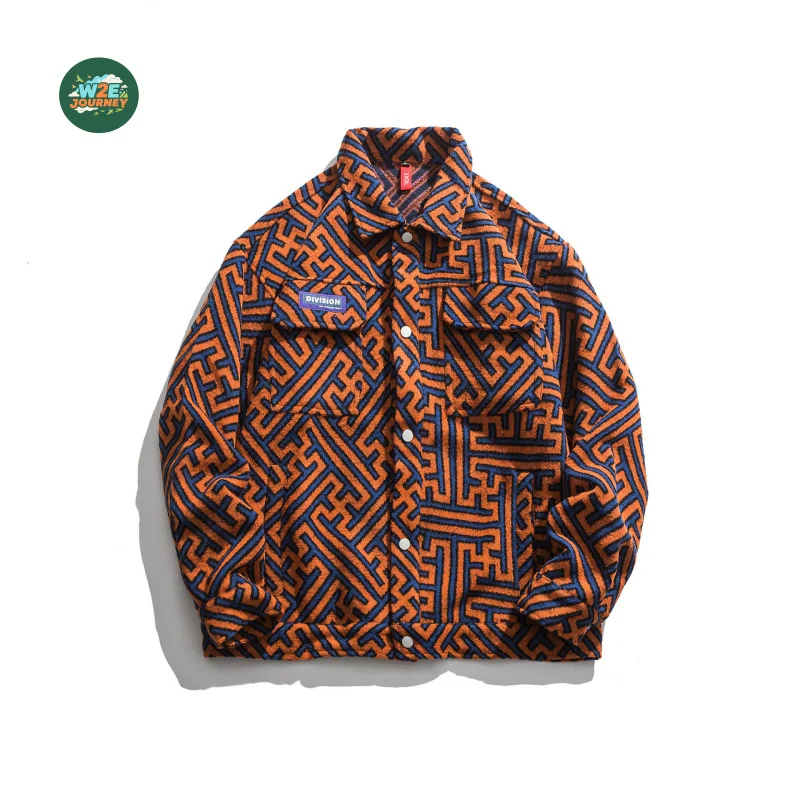 

W2EJOURNEY EU US Size Luxury Trendy Brand Men Jacket Spring Autumn Turn-down Collar Casual Loose Fashion Workwear Trendy Jacket