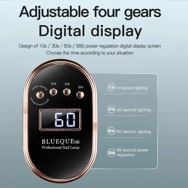 Lampe à ongles intelligente LED UV, table de manucure, sèche-linge, câble portable, outil pour le durcissement du vernis gel, N64.Tools, 168W