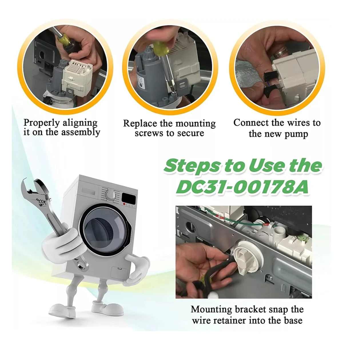 A74X DC31-00178A DC31-00187A محرك مضخة تصريف الغسالة لغسالة سامسونج-يستبدل DC31-00178D B35-3A