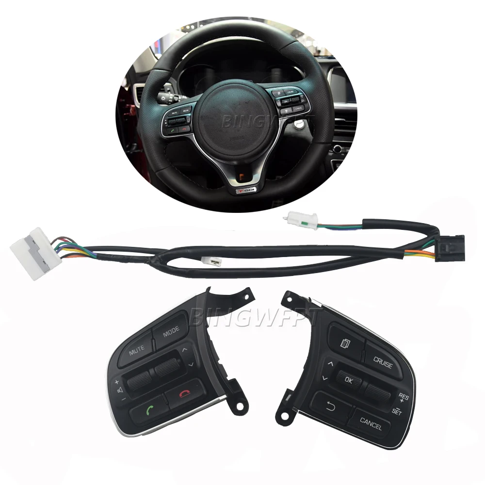 

Steering Wheel Cruise Control Buttons For Kia K5 2016-2018, Multifunction Audio Phone Volume Switch with Bluetooth Car Accessory