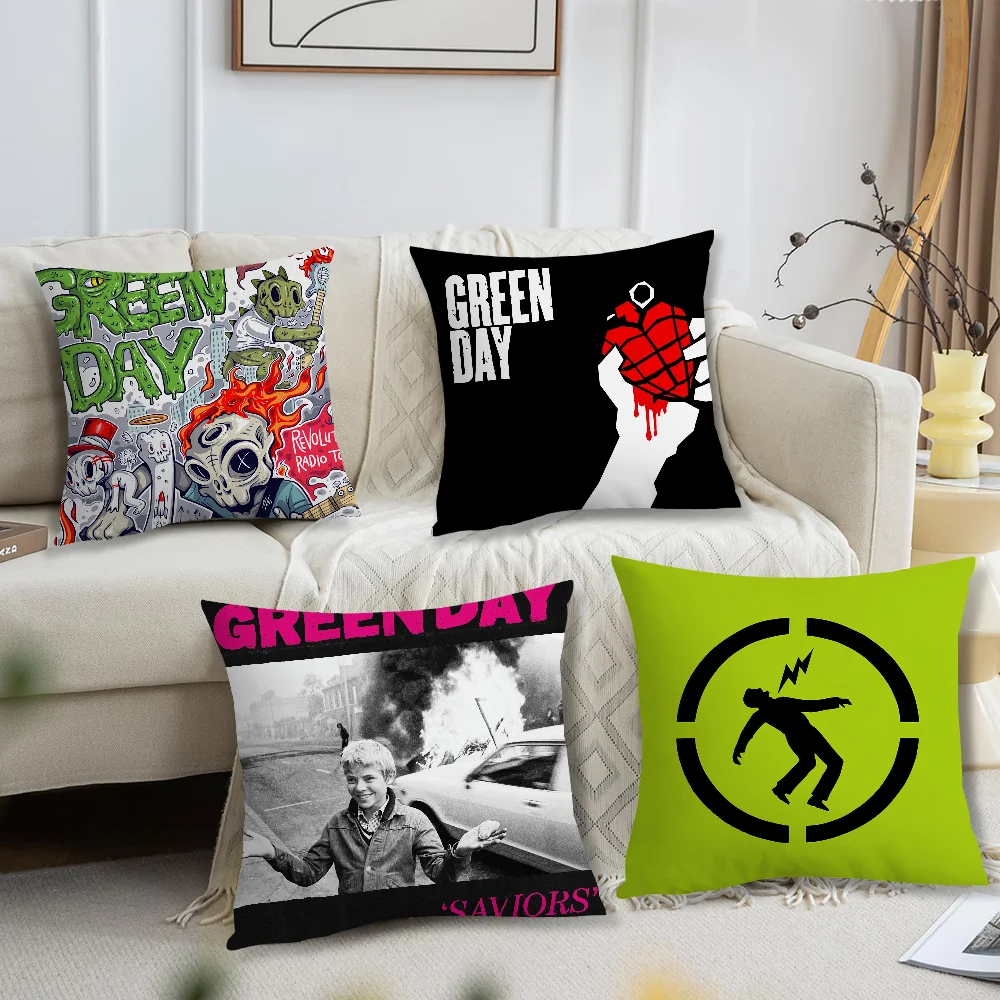 Rock Band Green Day Saviors Pillow Case Sofa Living Room Bedroom Headboard Backrest Cushion Square Cushion Nap Time