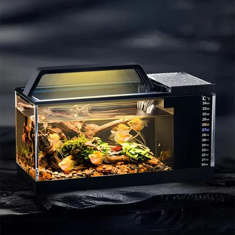

Living Room Small Tank Abs Plastic Square Aquarium High-definition Home Desktop Fish Tank With Light Strip