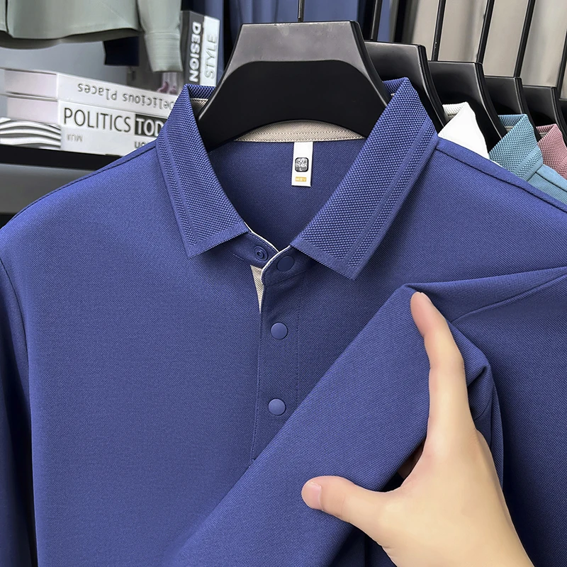 

Мужская рубашка поло с коротким рукавом, дышащая однотонная рубашка с лацканами, летняя деловая повседневная классическая офисная модная новая футболка, мужская одежда