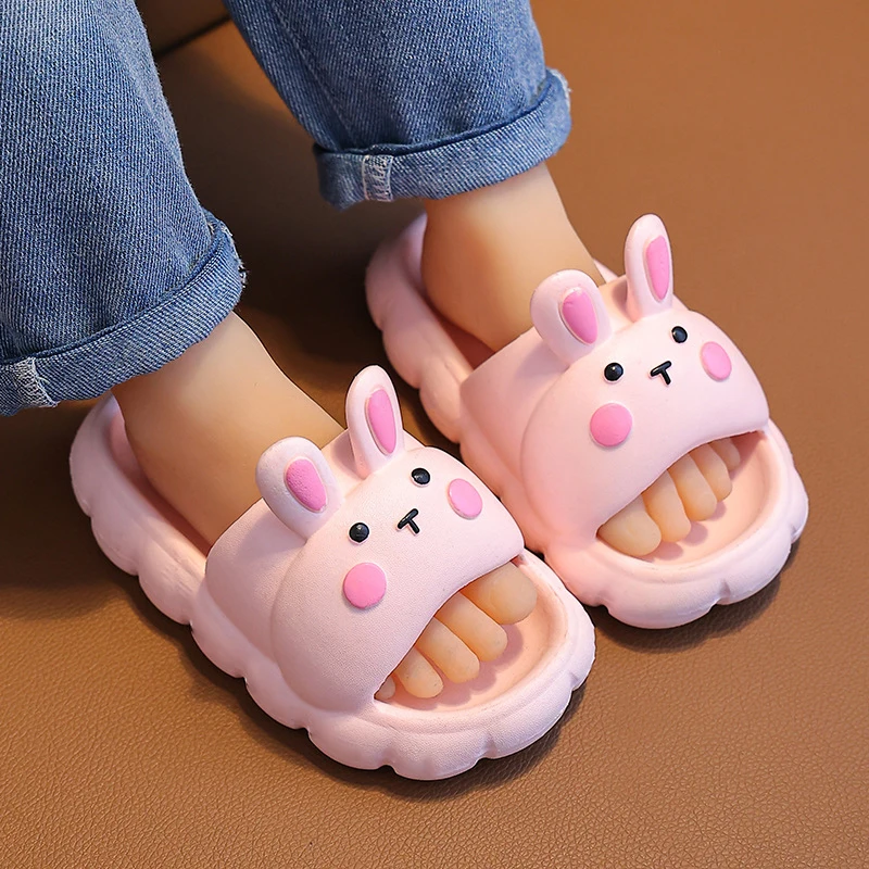 Cute Cartoon Rabbit Children Boy Girl Slippers Summer Indoor Bathroom Outdoor Bathroom Shower Anti Slip Soft Sole Cool Slippers