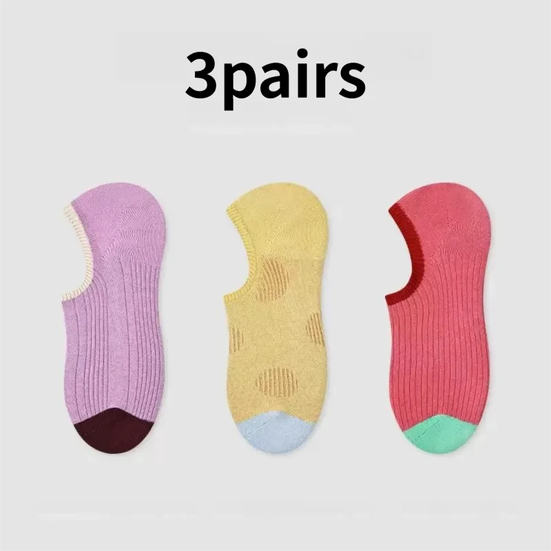 

He Ye 3 pairs of summer sports breathable, anti-slip, thin, low-cut invisible boat socks for men and women
