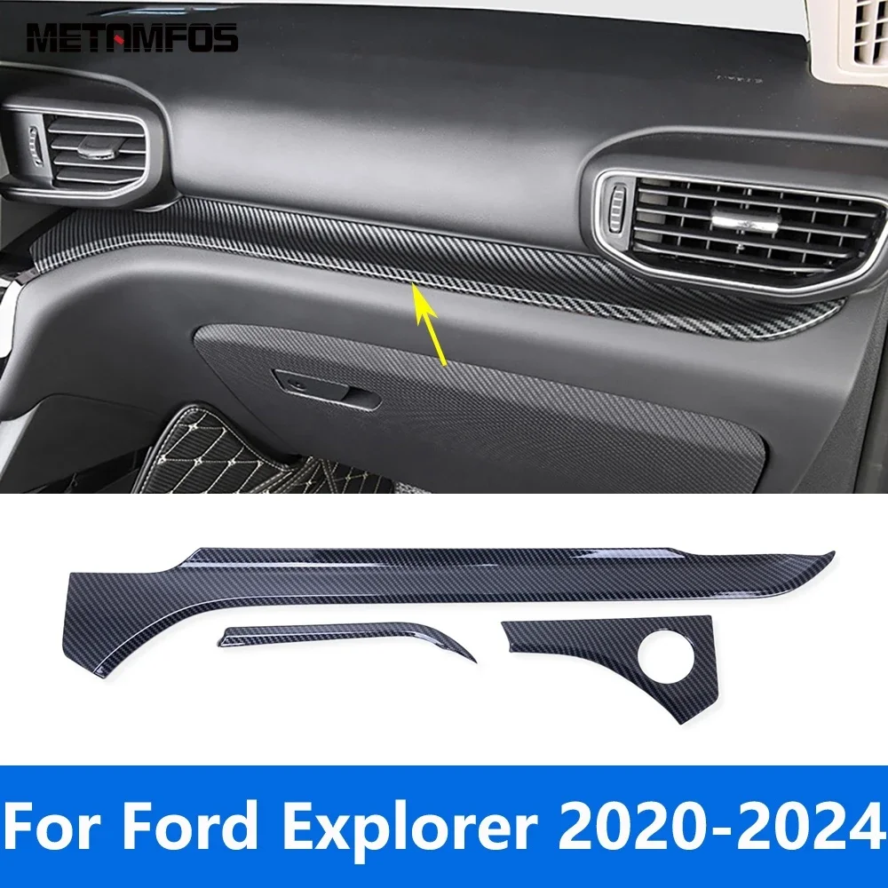 Car Accessories For Ford Explorer 2020-2022 2023 2024 Carbon Fiber Interior Center Console Dashboard Panel Strip Molding Trim