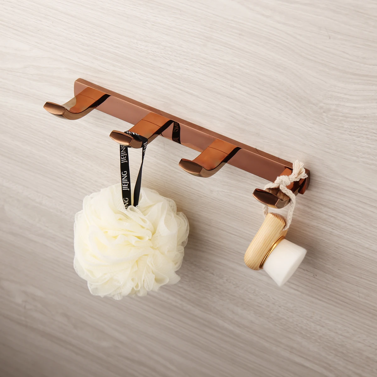 KEMAIDI Rose Gold Bathroom Accessories Set Towel Bar Toilet Paper Holder Hooks Sus 304 Glass Shelf Stainless Steel Bathroom Set