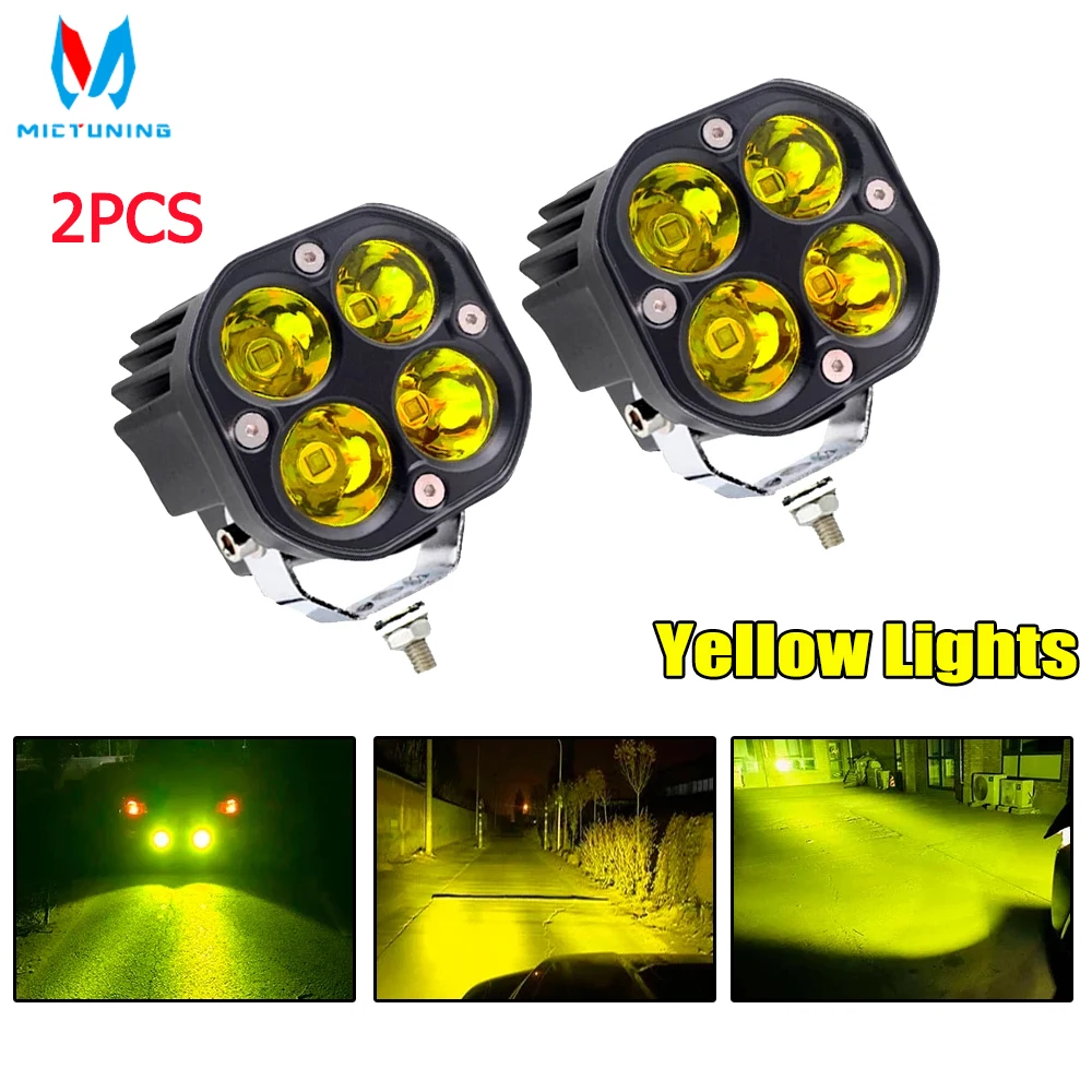 MICTUNING 2Pcs 40W Yellow Work Lights LED Spot Work Lights 12V 24V Fog Lights For Driving Offroad 4X4 Truck Car ATV SUV ATV UAZ