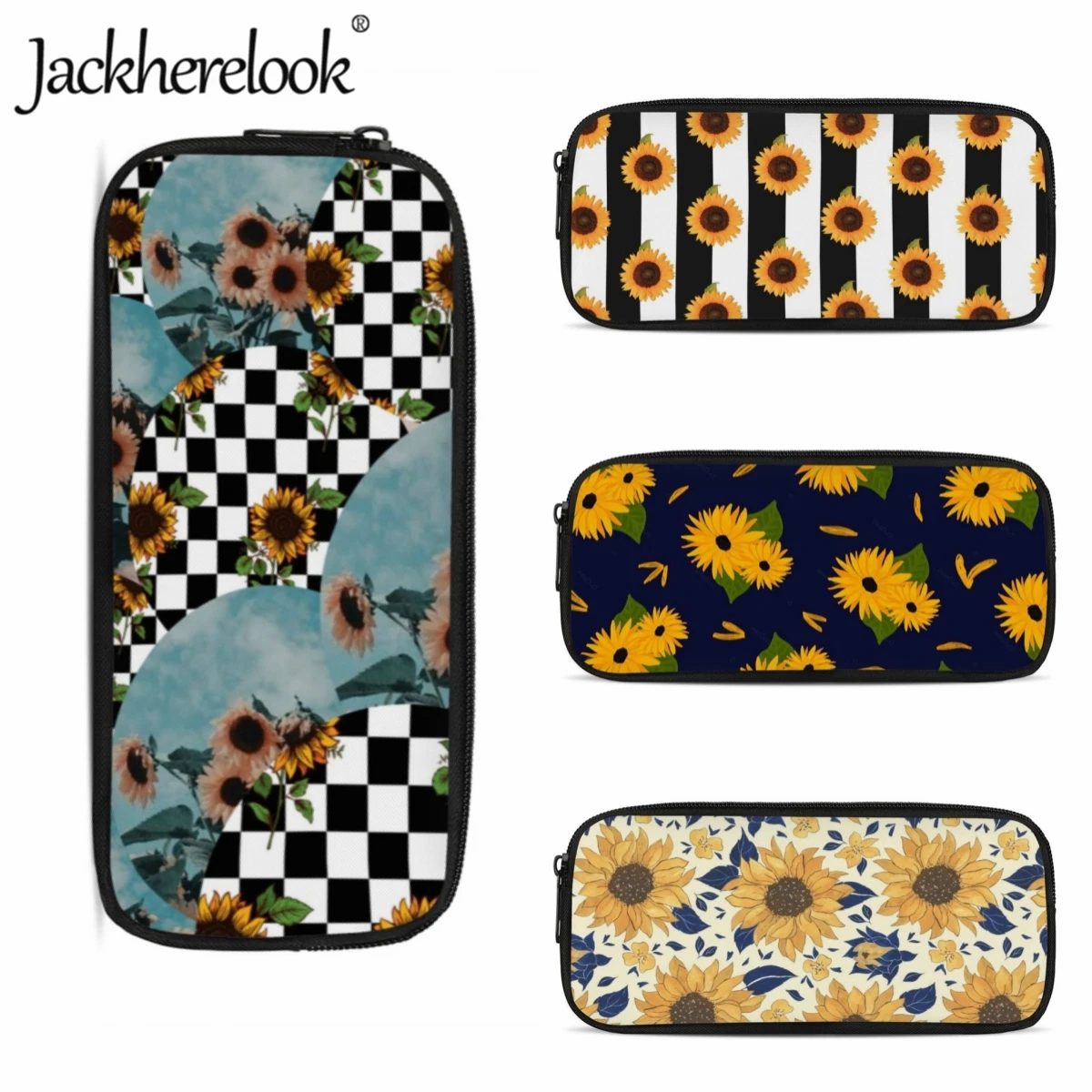 Jackherelook Sunflower Aesthetic Design Makeup Bag Childrens Pencil Bags Stationery Organizer Kids Boys Girls Small Toiletry Bag