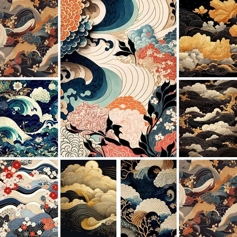 

Japanese Style Seascape Picture Number Drawing Sea Wave Oil Painting Package Adults Acrylic Paint By Numbers On Canvas Wall Art