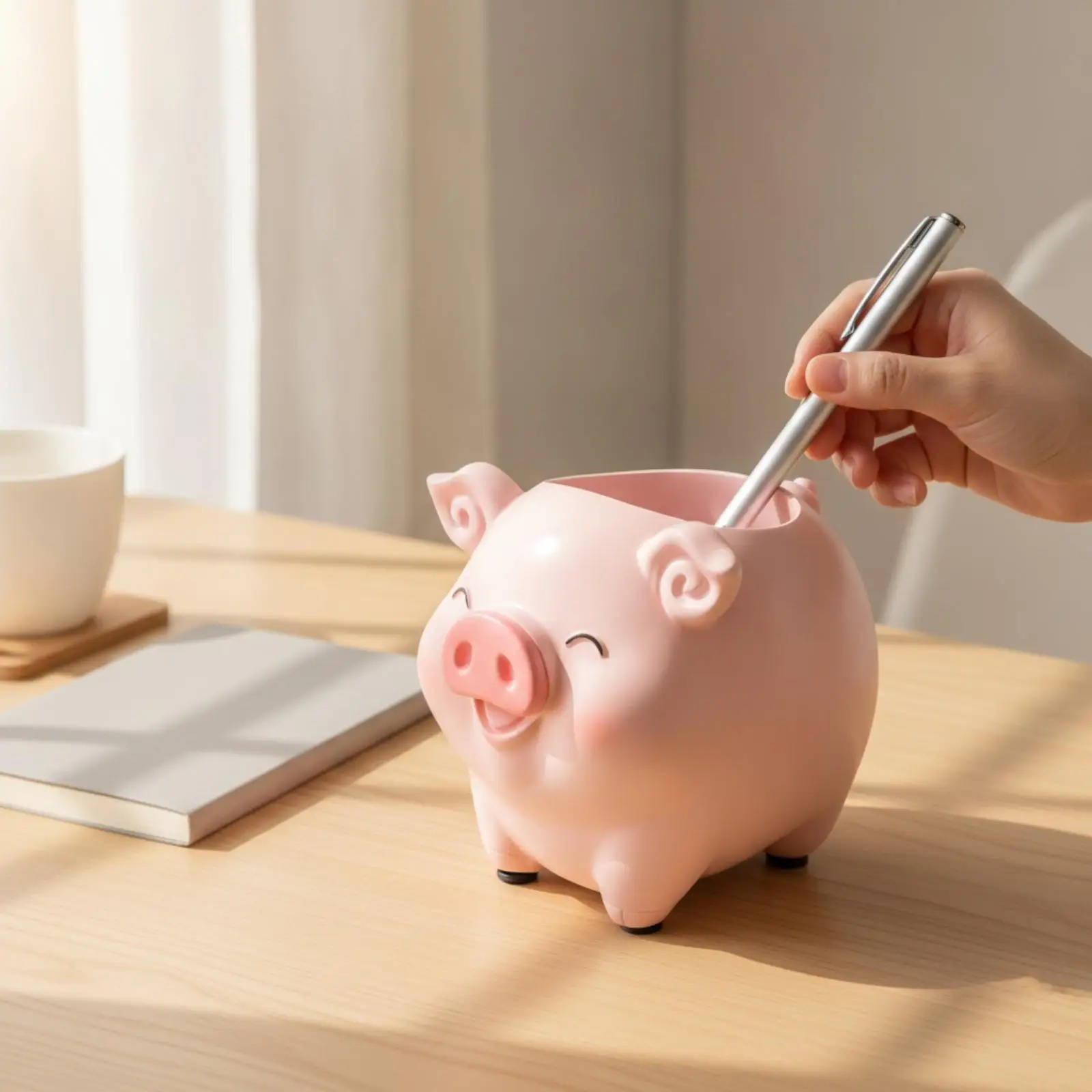 Pig Shaped Pencil Holder Cute Makeup Brush Cup Multi-Purpose for Creative Areas