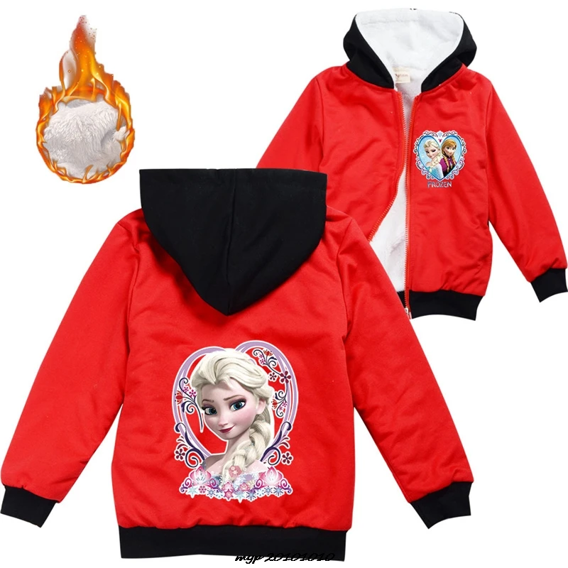 Frozen Elsa Children Thicken Jacket Girl Clothes Fur Kids Princess Cosplay Hoodie Toddler Girls Windbreaker Coat Winter Top