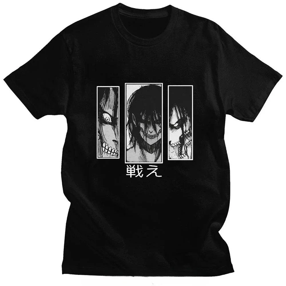 Attack On Titan Eren Jaeger Japanese Style Street Tshirt Print Summer Short Sleeved  Casual Men T-shirt Tees Tops