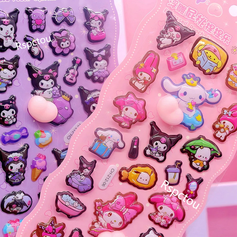 Kawaii سانريو الأرداف ملصقات كورومي ميلودي سينامورول الكرتون لينة قرصة الضغط ثلاثية الأبعاد فقاعة ملصق اللعب الهدايا #4