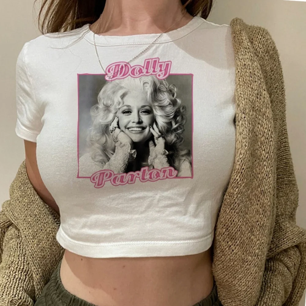 Dolly Parton cropped top shoujo party anime graphic tshirt 2000s goth japan gyaru