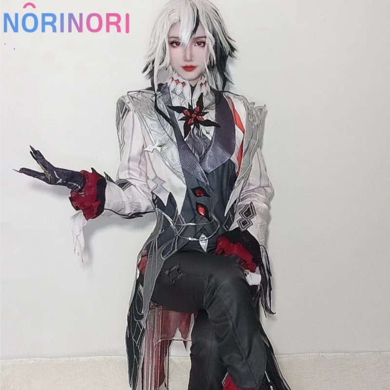 New Arlecchino Cosplay Costume Wigs Genshin Impact Fatui The Knave Arlecchino Uniform Eleven Fatui Harbingers Costume Outfit