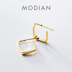 Modian New Brincos 925 Sterling Silver Gold Color Geometric Stud Earrings for Women Charm Desgin Earrings Fine Jewelry Gifts