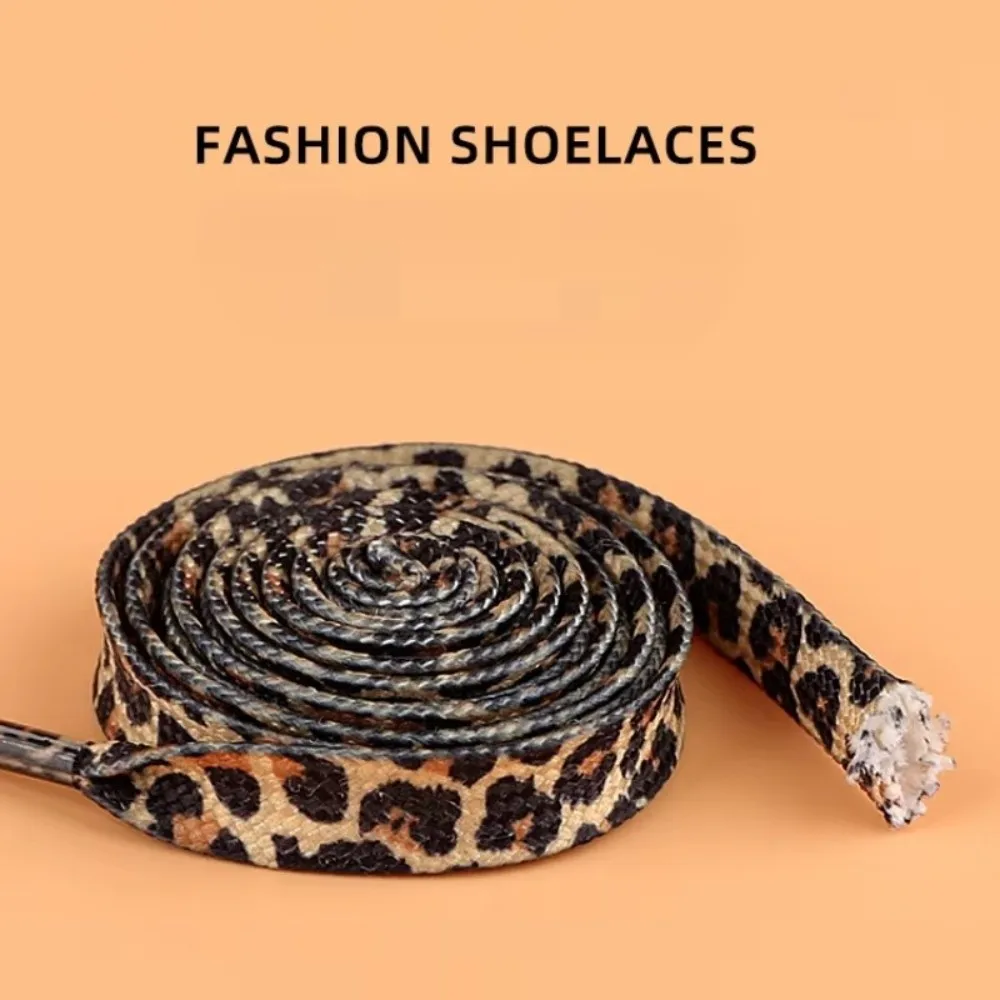 1Pair 120CM Leopard Print Sneaker Shoestrings Flat Shape Colorful Sport Shoelaces Polyester Replace Shoe Laces Shoes Accessories