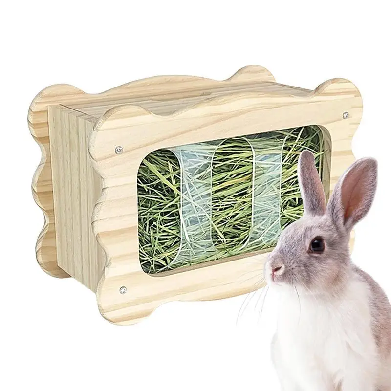 

Hay Holder Small Animals Hay Manger Food Dispenser Stand For Bunny Chinchilla Guinea Pig Wood Grass Holder