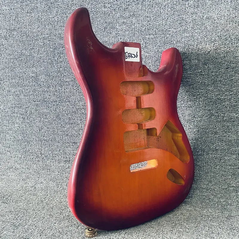 EB526 Cherryburst Color Unfinished ST Guitar Body with Custom Pickup+Tremolo for 6 Strings Strato Guitar Replace and DIY