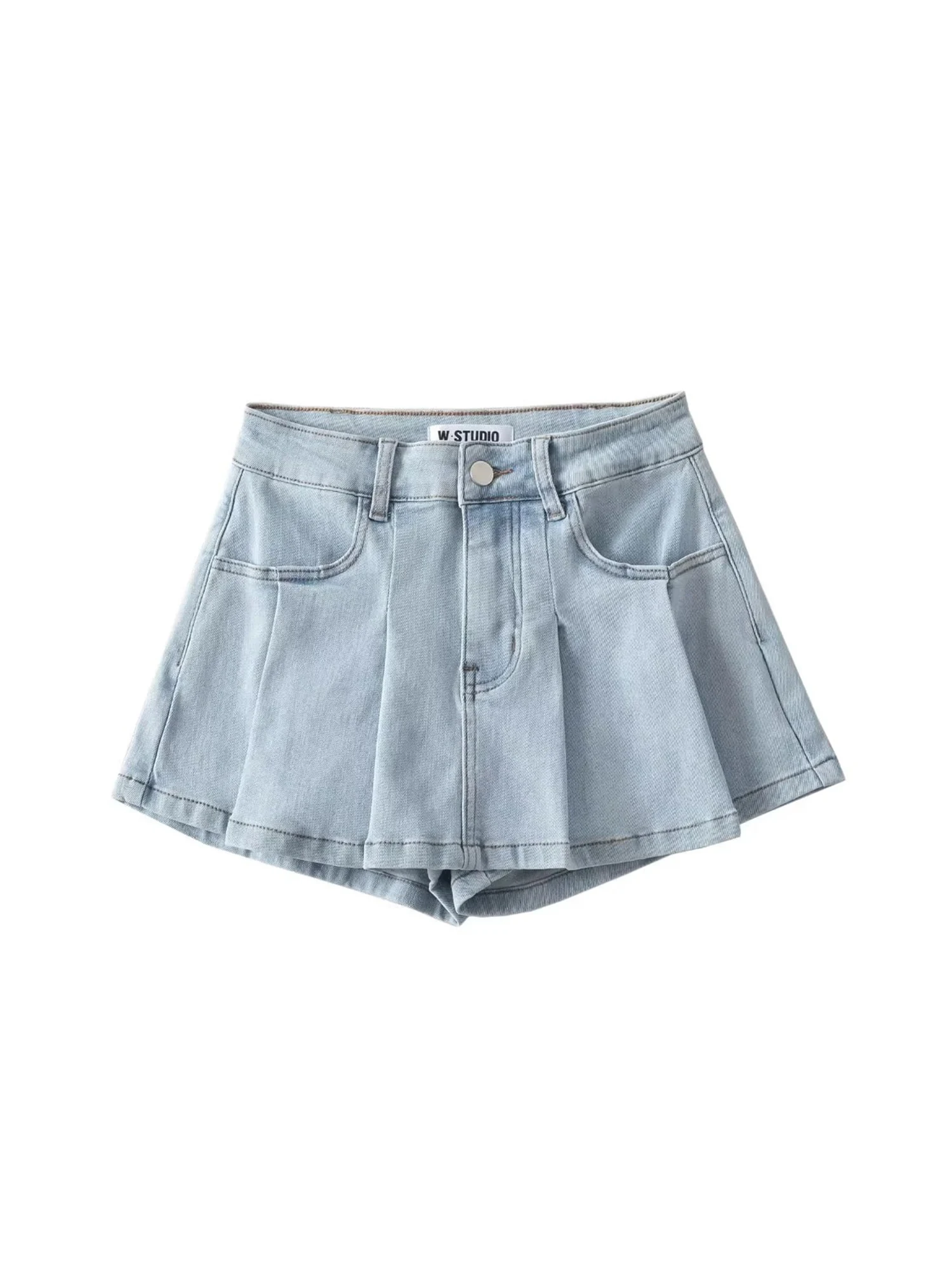 

Женская мини-плиссированная джинсовая юбка трапециевидной формы, винтажная джинсовая короткая юбка Harajuku, корейский стиль, ковбойская юбка Y2k, одежда 2000-х годов, лето 2026