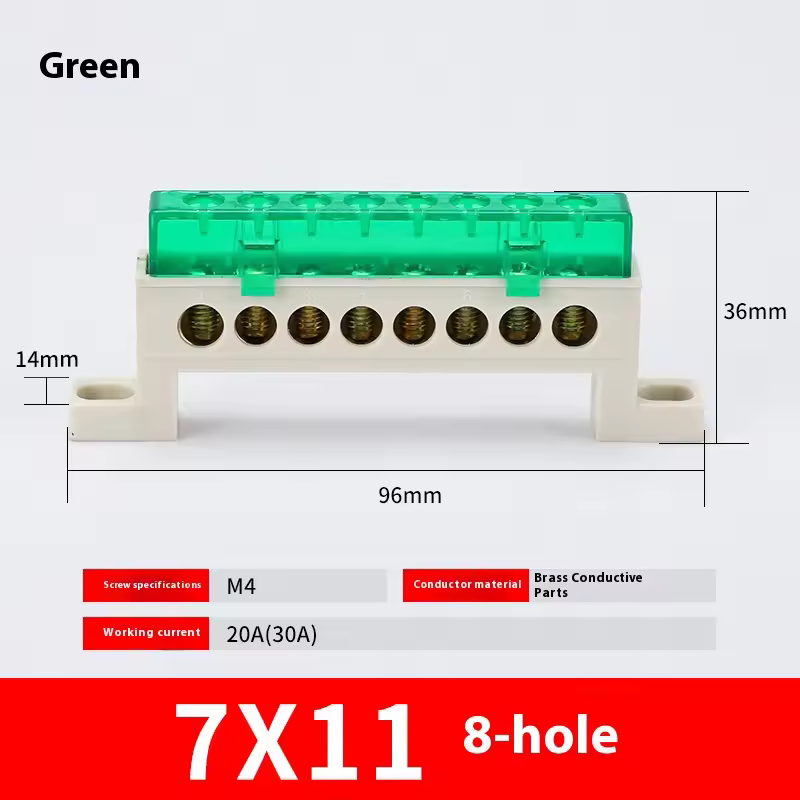 Zero wire terminal 3/4/5/6/7/10-Hole Distribution Box Terminal Block dustproof Ground Copper Bar Bridge type Busbar With cover - Image 39