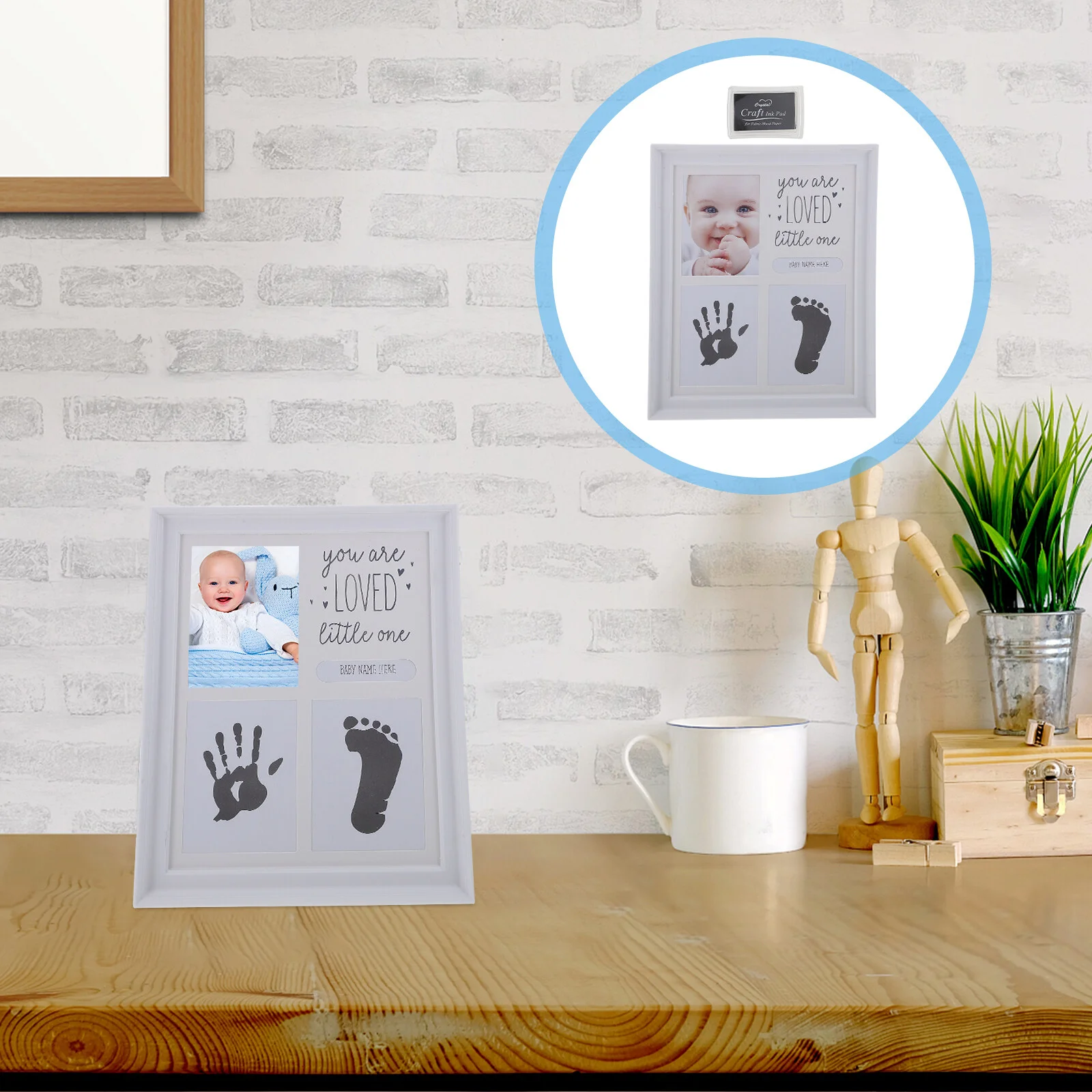 

Hand Foot Inkpad Photo Frame Baby Footprint Picture Kit Newborn Infant Handprint Keepsake Boy Mom Gift