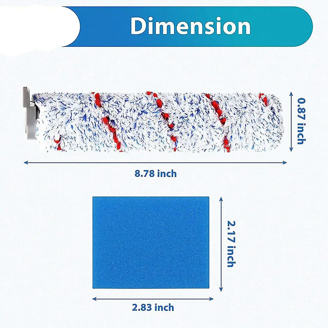 2 Pack Replacement Brush Roller And 4 Pack Pre-filter Foam