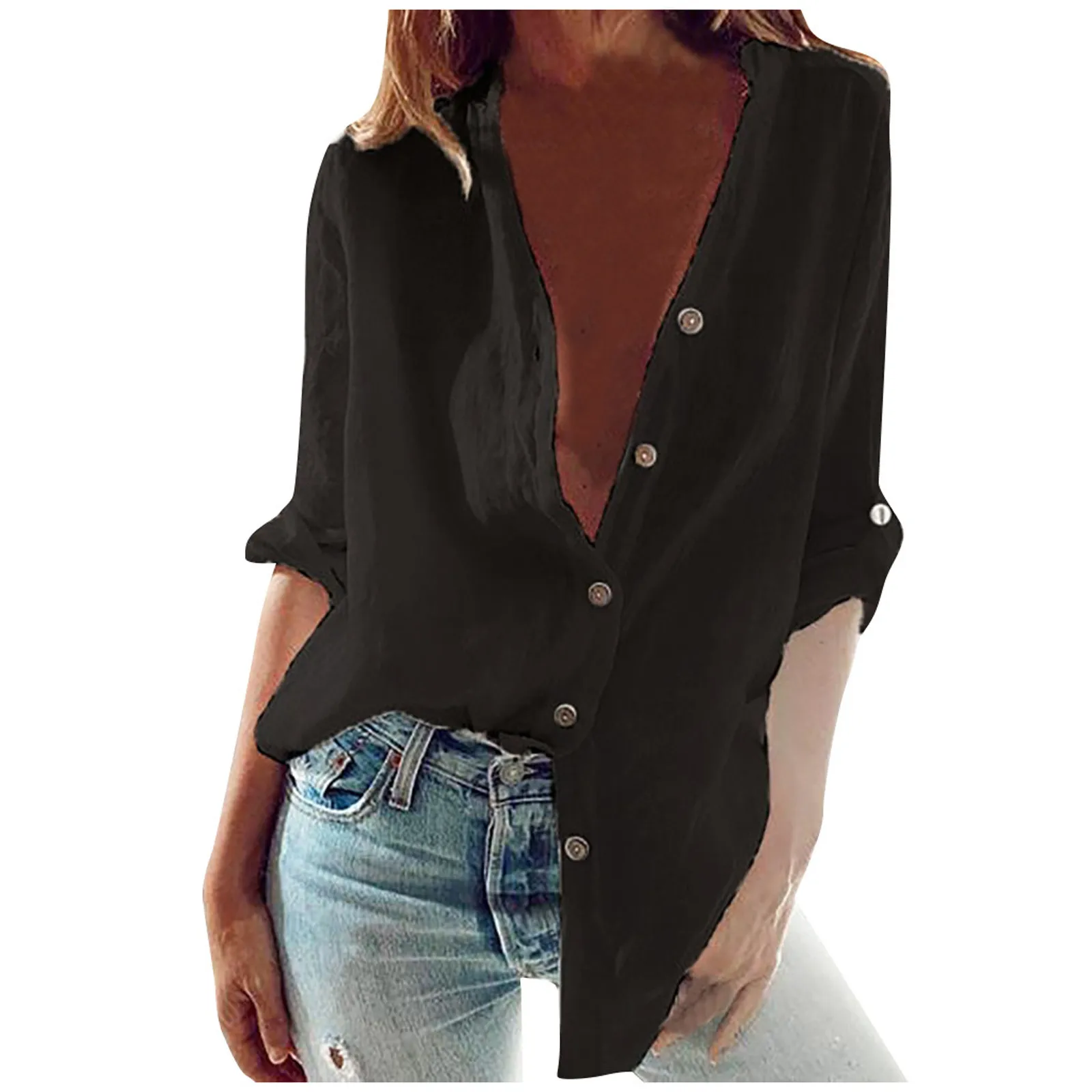 Autumn Cotton Linen Shirt Fashion Button Up Women Shirts White Casual Loose Tops Solid Top Shirt For Women Blusas Para Mujer