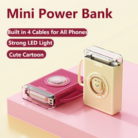 Mini Power Bank 20000mAh Built in Cable Portable Charger Powerbank for iPhone Samsung Huawei Xiaomi External Spare Battery Pack