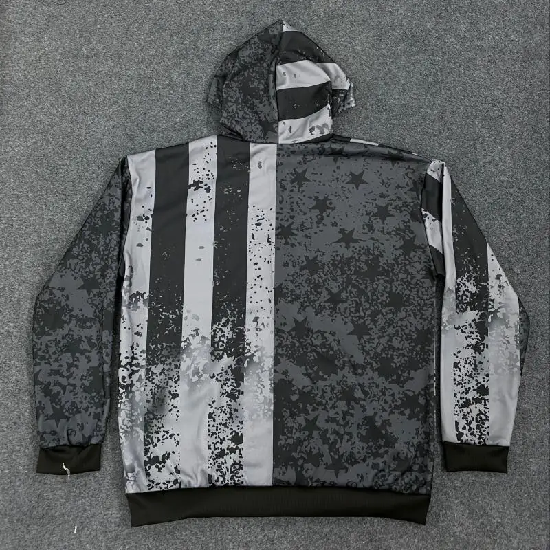 Il nuovo stile invernale 2025 della felpa con cappuccio con stampa bandiera americana con giacca con cappuccio da uomo e da donna ampia e sfumata invecchiata