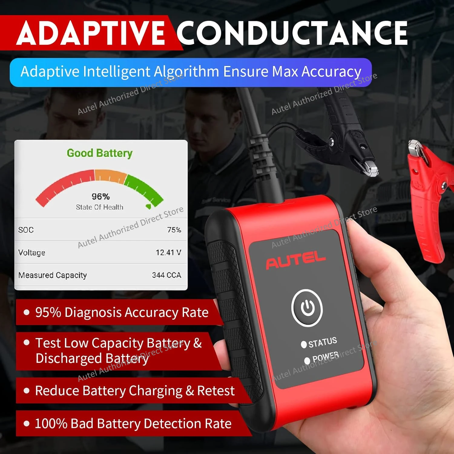 Autel MaxiBAS BT506 Autobatterietester Elektrisches System-Analysegerät, Adaptive Leitfähigkeitsmessung, Batterielasttest für Alle Fahrzeuge – Detail 2