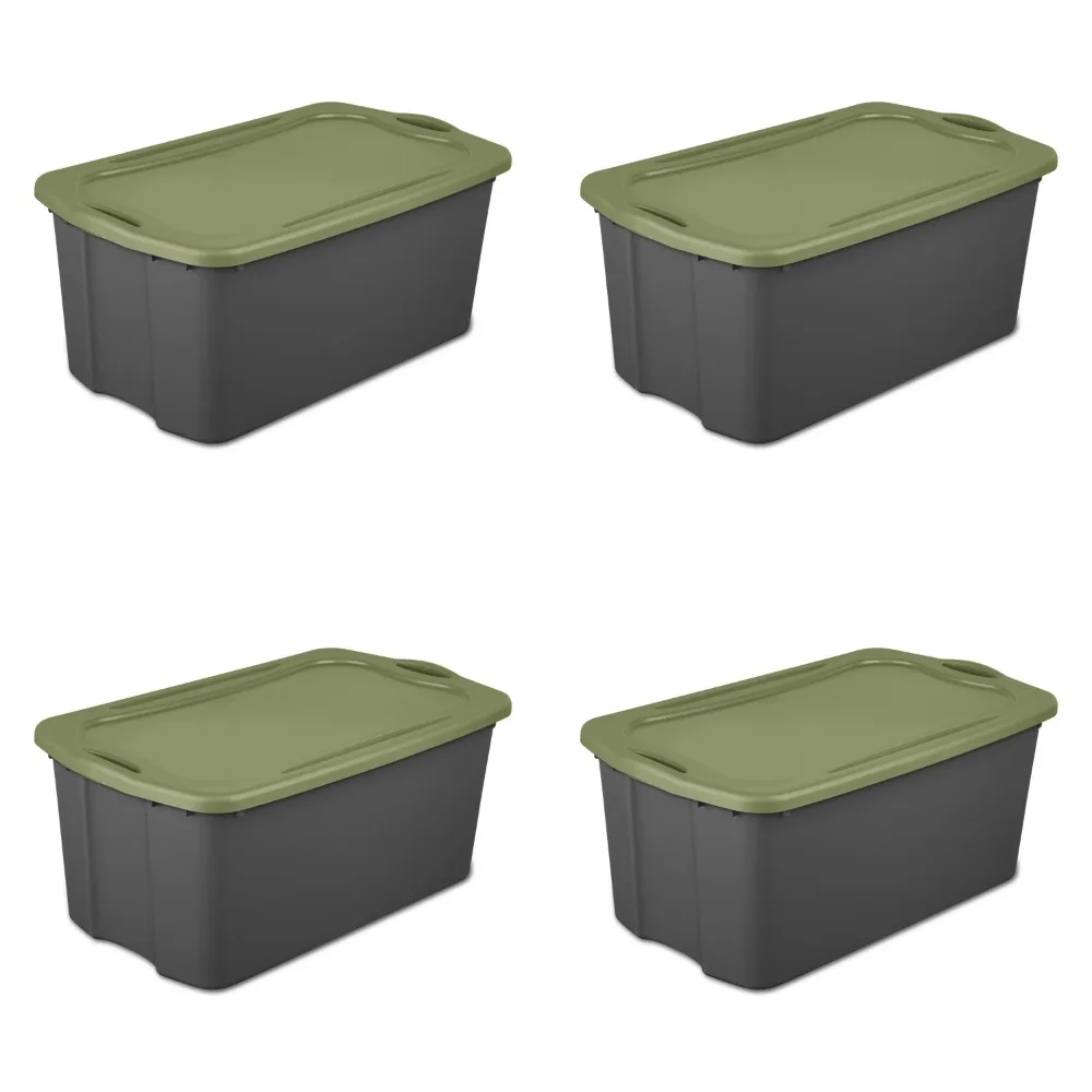 Sterilite 30 Gal. EZ Carry Plastic, Flat Gray/Sage Legume, Set of 4 2023