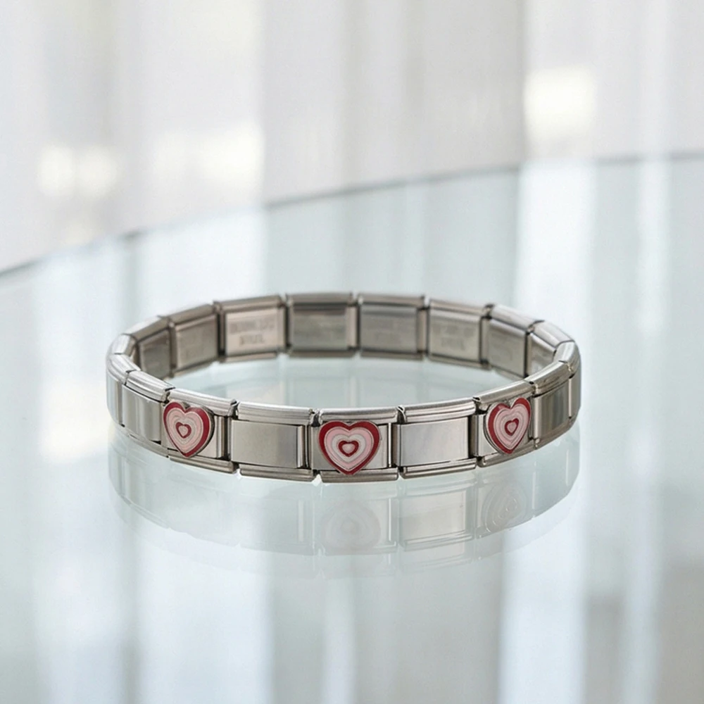 2026 Regenbogenfarbene Stern- und Herzanhänger für italienische Armbandglieder, passend für 9mm Edelstahl, Modeschmuckherstellung, DIY-Zubehör – Detail 3