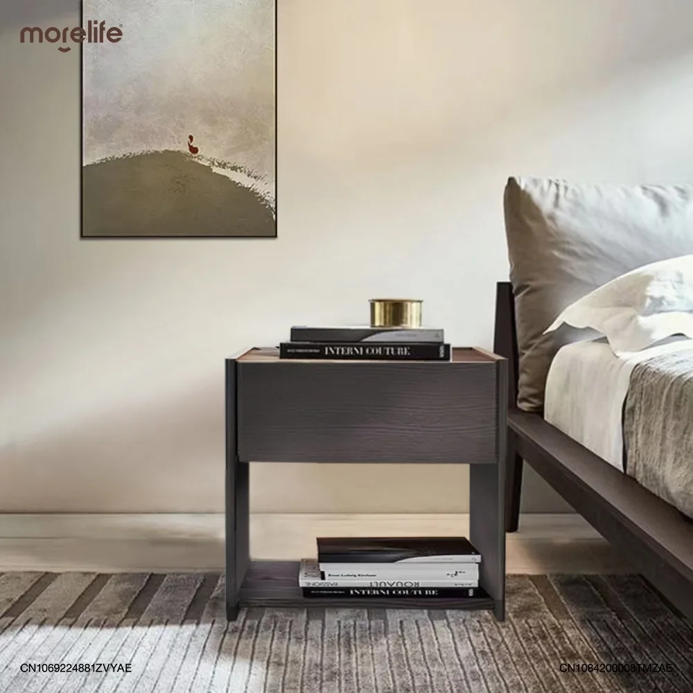 

Solid Wood Bedside Table Bedroom Modern Simple Storage Cabinet Light Luxury Celebrity Creative Multifunctional Nightstand K01