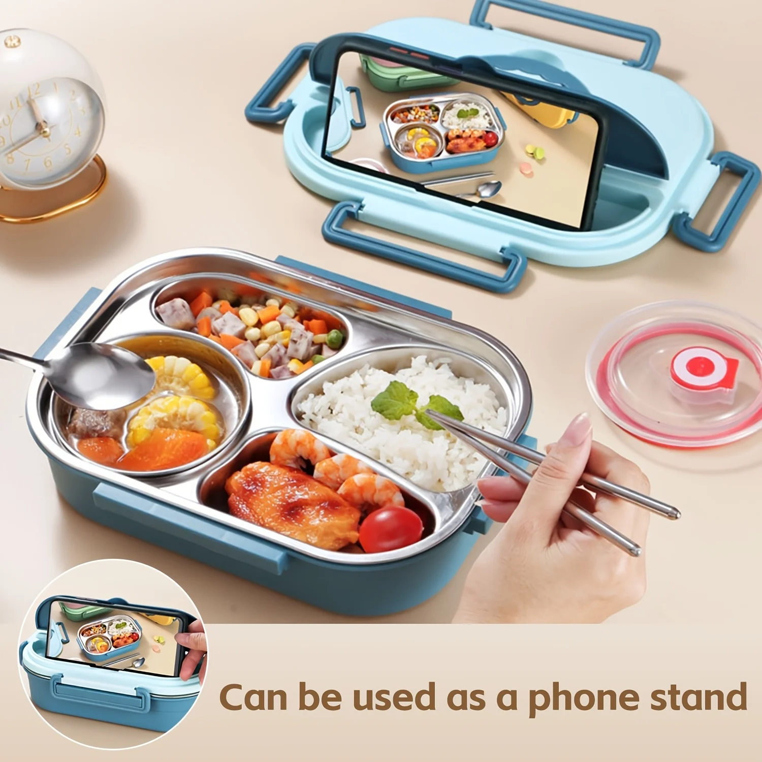 

Stainless steel color, student office passenger lunch box, thick insulation, student office passenger lunch box