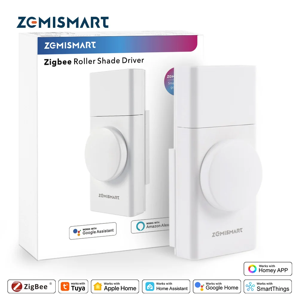 

Двигатель для рулонных штор Zemismart Zigbee, совместимый с Homey и Tuya Smart App, перезаряжаемый мотор для штор с голосовым управлением Alexa и Google Home, модель ZMP1