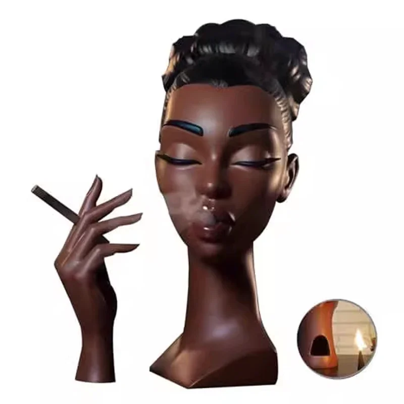 black woman head incense burner Handmade Incense Holder Decorative Airflow Incense Burner Statue Art Decor For Aromatherapy