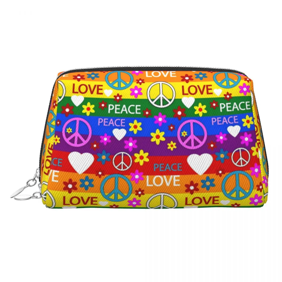 

Большая косметичка Peace Foral Love с узором, водонепроницаемая сумка, дорожная косметичка, портативная косметичка Rainbow Lgbt для женщин