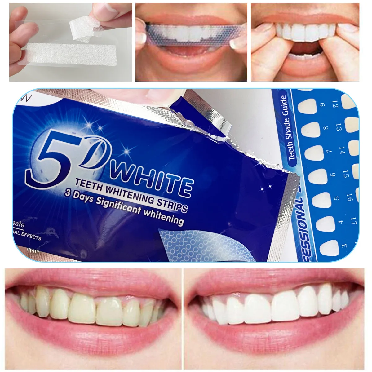 7 Pairs 5D Gel Teeth Whitening Strips White Tooth Dental Kit Oral Hygiene Care Strip False Teeth Veneers Dentist Seks Whiten Gel